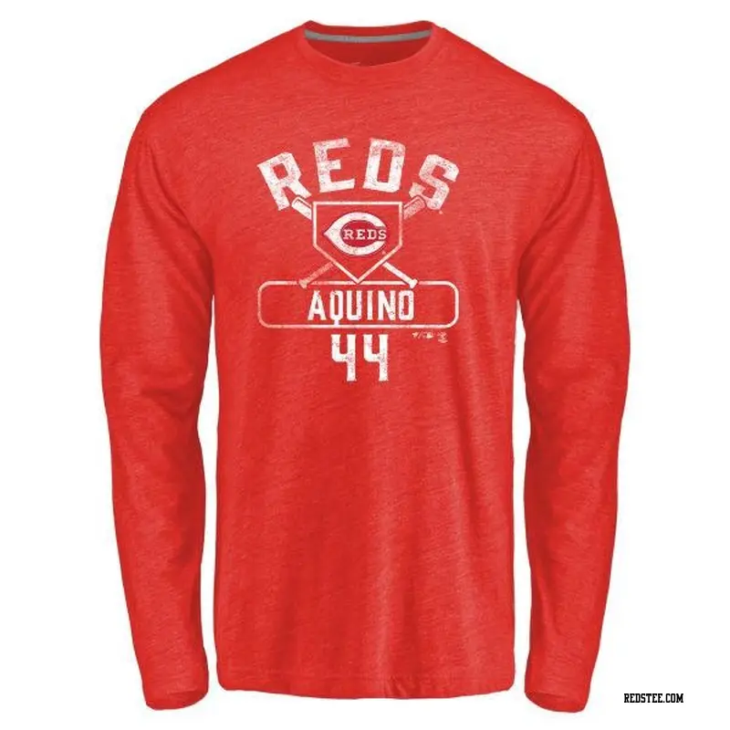 Aristides Aquino Cincinnati Reds Women's Red Backer Slim Fit Long Sleeve T- Shirt 