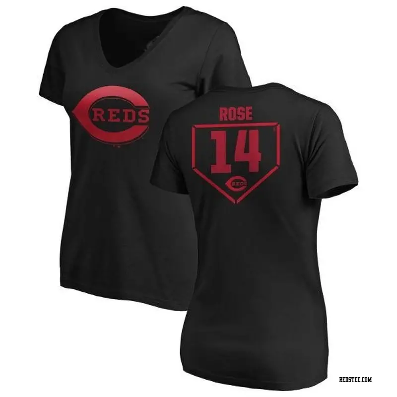 Pete Rose Cincinnati Reds Women's Navy Name and Number Banner Wave V-Neck T- Shirt 