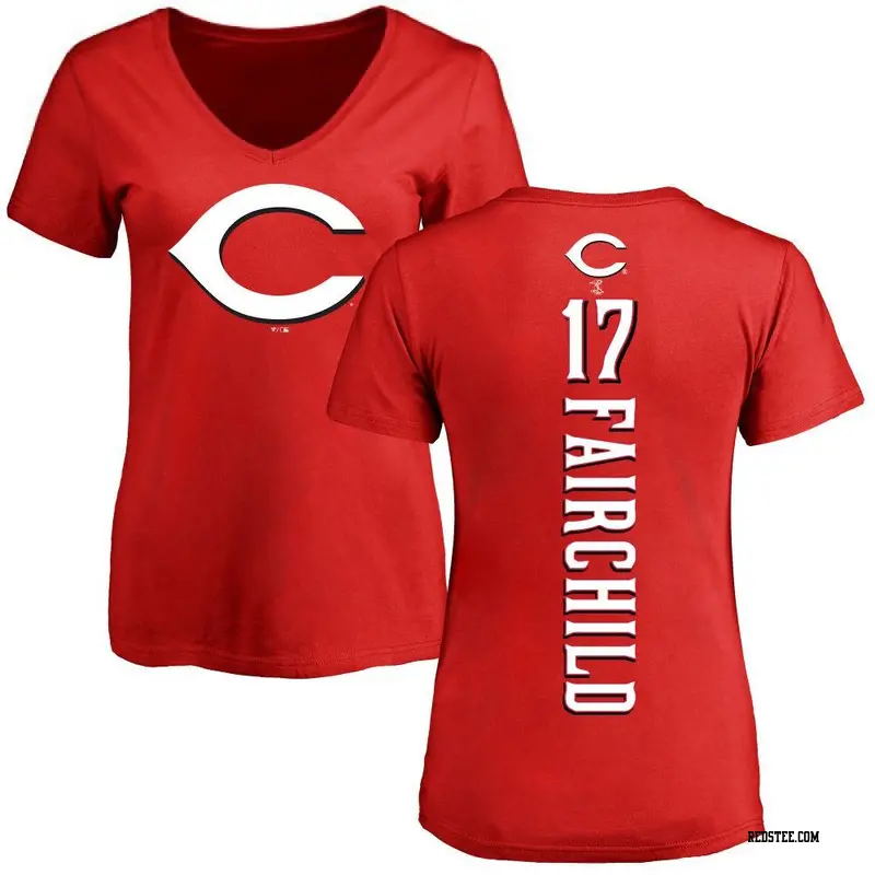 Women's Cincinnati Reds ＃17 Stuart Fairchild Red Backer Slim Fit T-Shirt -  Reds Store