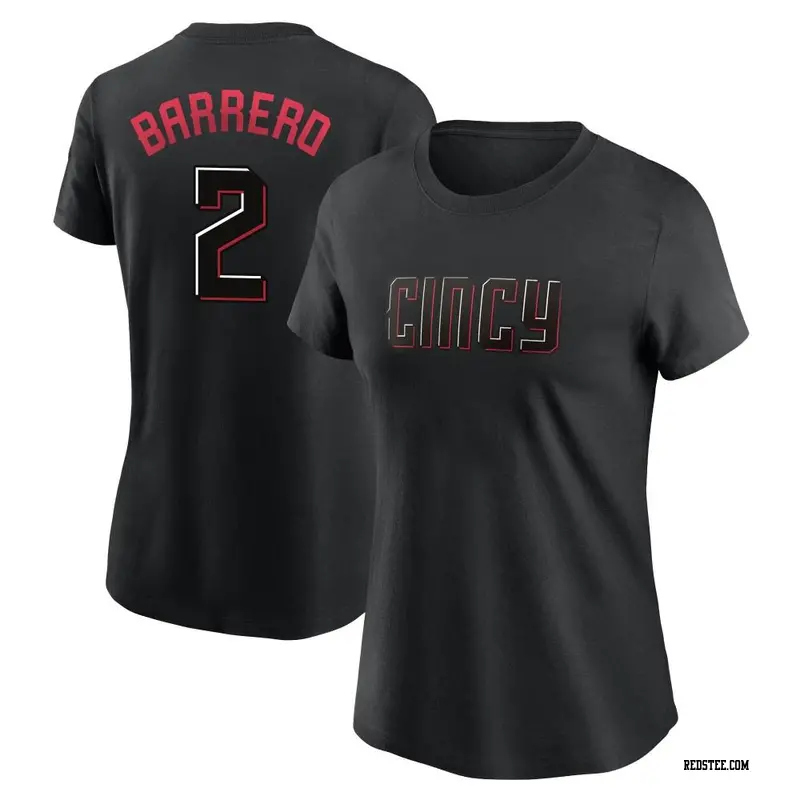 Women's Cincinnati Reds ＃2 Jose Barrero Black 2023 City Connect Name &  Number T-Shirt - Reds Store