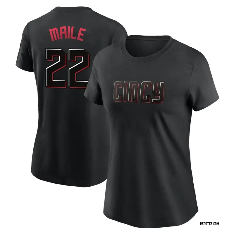 Harrison Bader Cincinnati Reds Women's Black Midnight Mascot V-Neck T-Shirt  