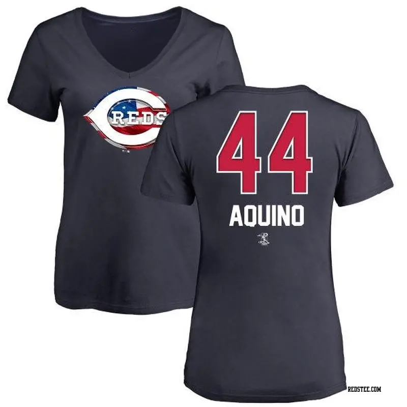 Aristides Aquino Cincinnati Reds Men's Navy Name and Number Banner Wave T- Shirt 